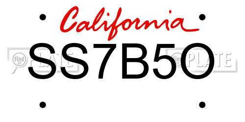 SS7B5O California License Plate
