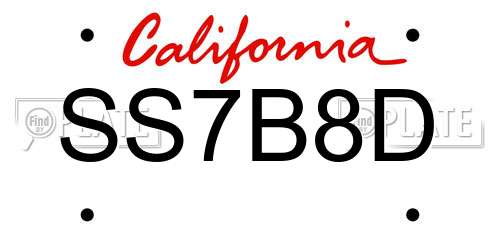 SS7B8D California License Plate