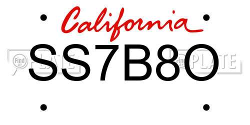 SS7B8O California License Plate
