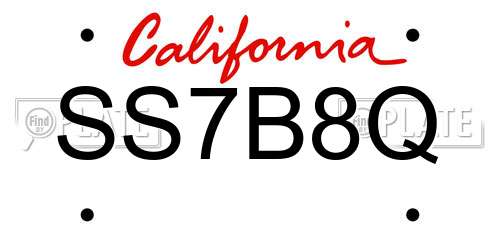 SS7B8Q California License Plate
