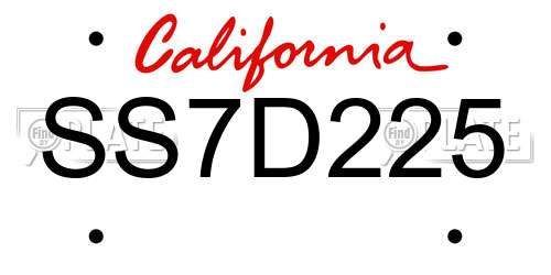 SS7D225 California License Plate