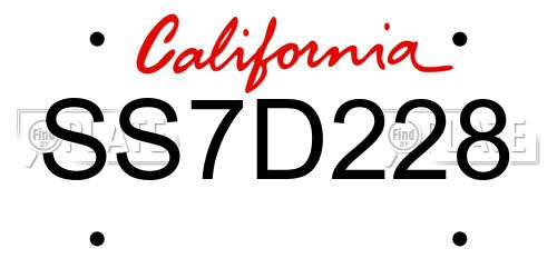 SS7D228 California License Plate