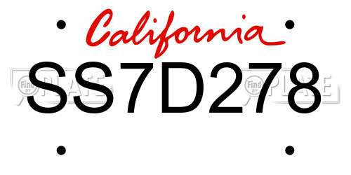 SS7D278 California License Plate