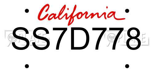 SS7D778 California License Plate