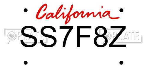 SS7F8Z California License Plate