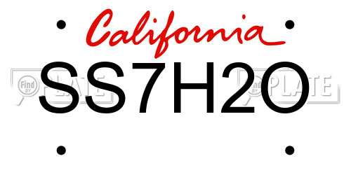 SS7H2O California License Plate