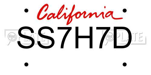 SS7H7D California License Plate
