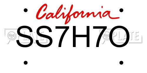 SS7H7O California License Plate