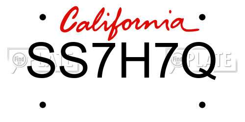 SS7H7Q California License Plate