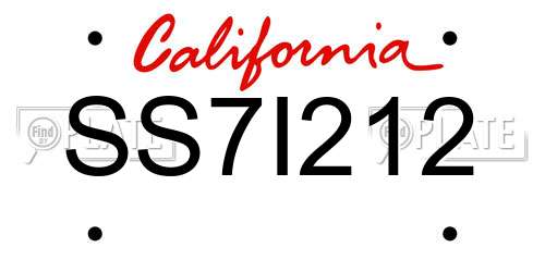 SS7I212 California License Plate