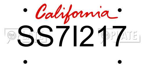 SS7I217 California License Plate