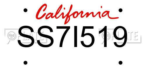 SS7I519 California License Plate