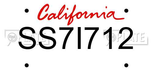 SS7I712 California License Plate