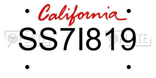 SS7I819 California License Plate