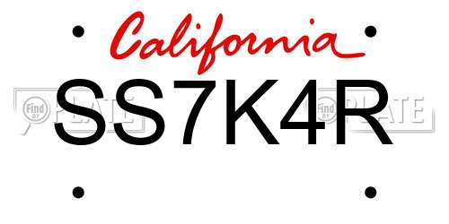 SS7K4R California License Plate