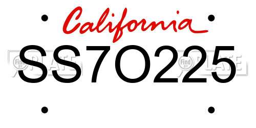 SS7O225 California License Plate