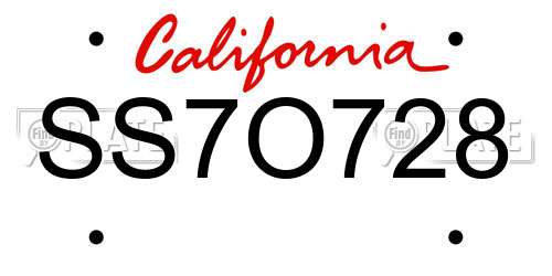 SS7O728 California License Plate