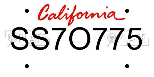 SS7O775 California License Plate