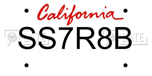 SS7R8B California License Plate