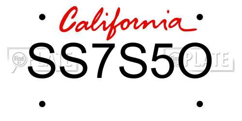 SS7S5O California License Plate