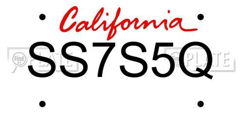 SS7S5Q California License Plate