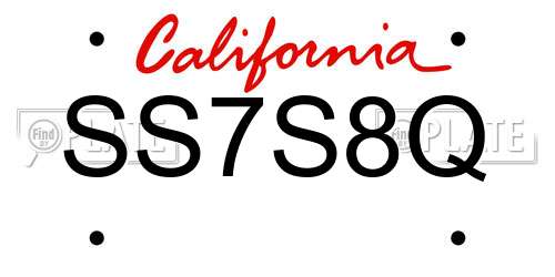 SS7S8Q California License Plate