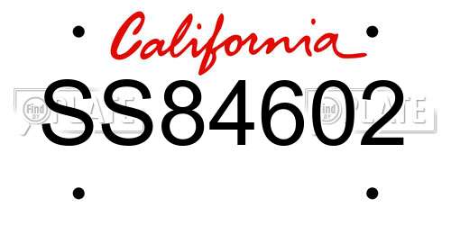 SS84602 California License Plate