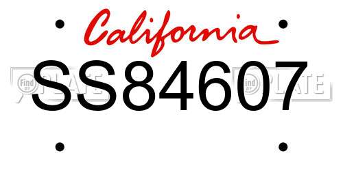 SS84607 California License Plate