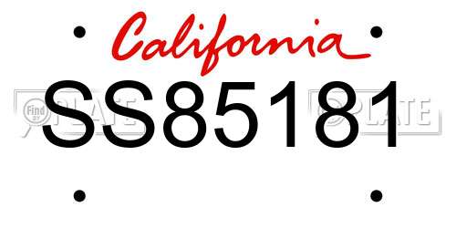 SS85181 California License Plate