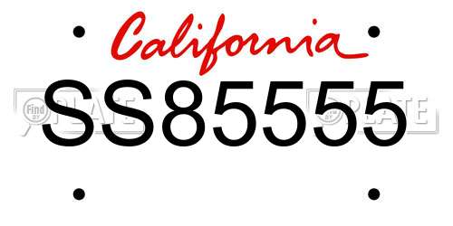 SS85555 California License Plate