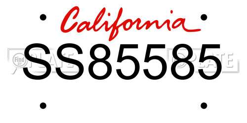 SS85585 California License Plate