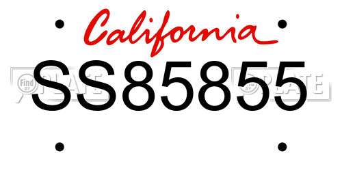 SS85855 California License Plate