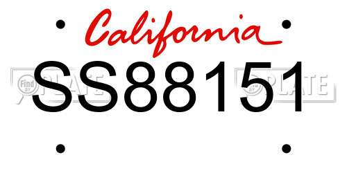 SS88151 California License Plate