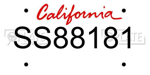 SS88181 California License Plate