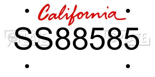 SS88585 California License Plate