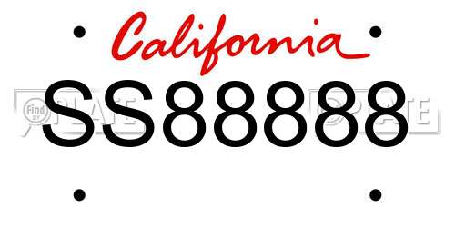 SS88888 California License Plate