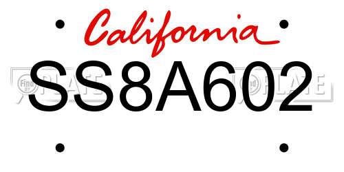 SS8A602 California License Plate