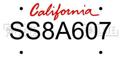 SS8A607 California License Plate