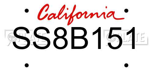 SS8B151 California License Plate