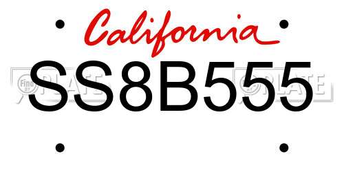 SS8B555 California License Plate