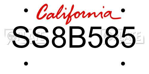 SS8B585 California License Plate