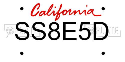 SS8E5D California License Plate