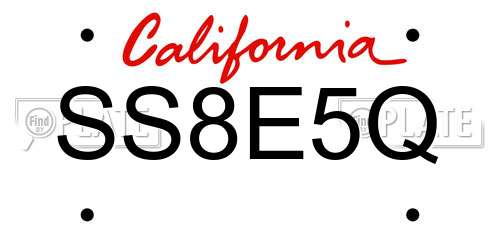 SS8E5Q California License Plate
