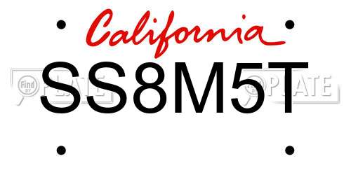 SS8M5T California License Plate