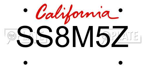 SS8M5Z California License Plate