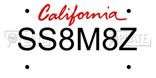 SS8M8Z California License Plate