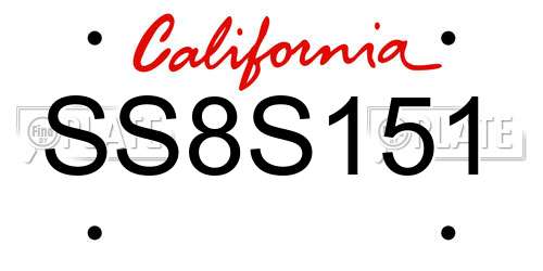 SS8S151 California License Plate