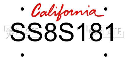 SS8S181 California License Plate