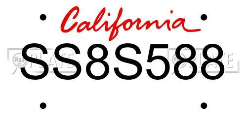 SS8S588 California License Plate