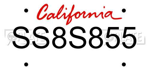 SS8S855 California License Plate